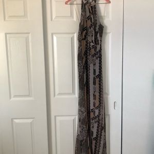 High neck - geometric neutral - night out dress